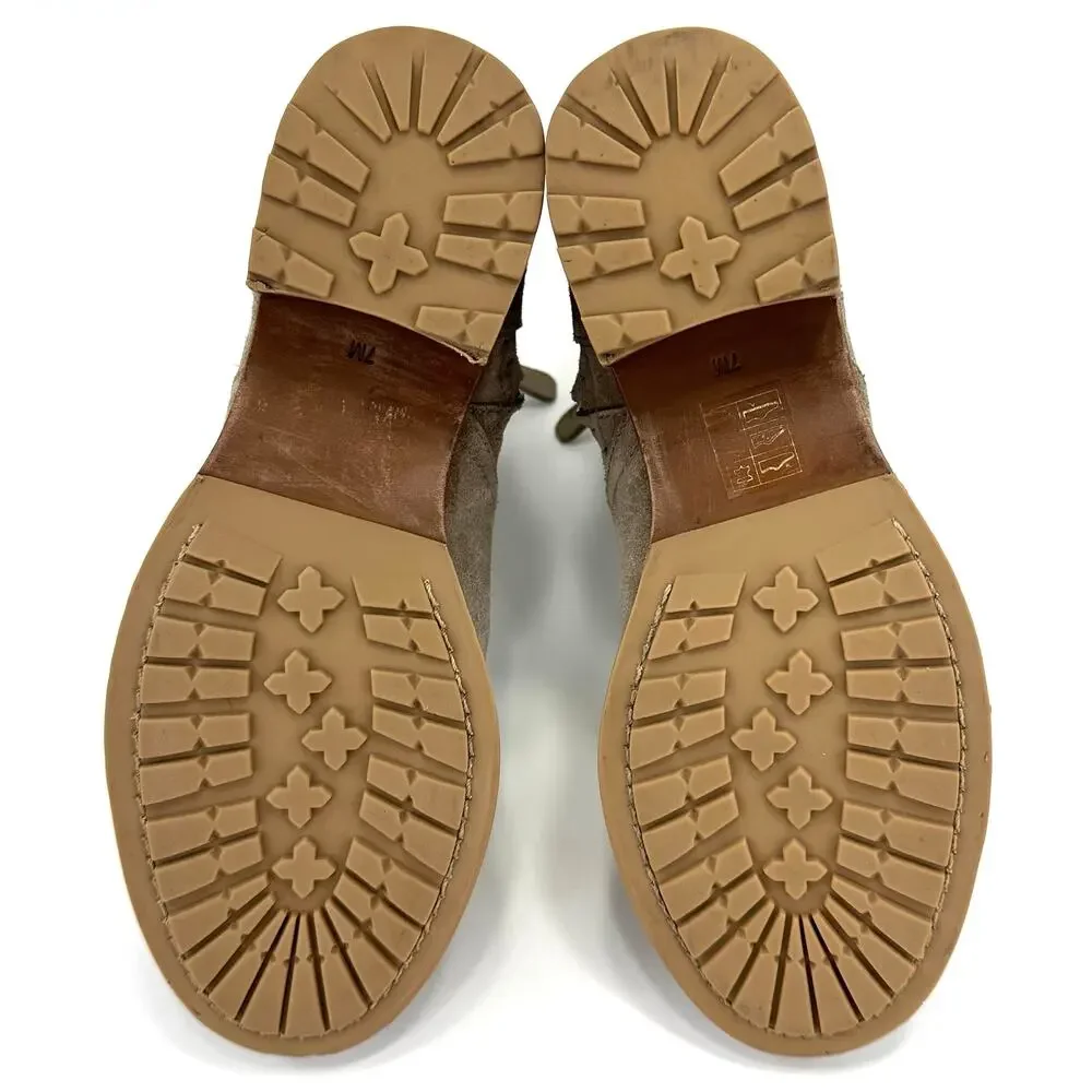 Tory Burch Eloise Women Tan Flat Bootie Sz 7M Suede Leather Low Heel Ankle Boot